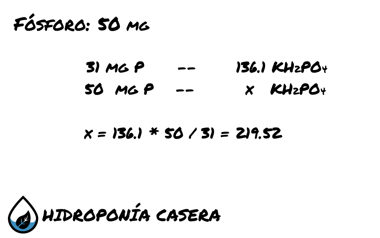 potasio nitrato de potasio, calculo hidroponico