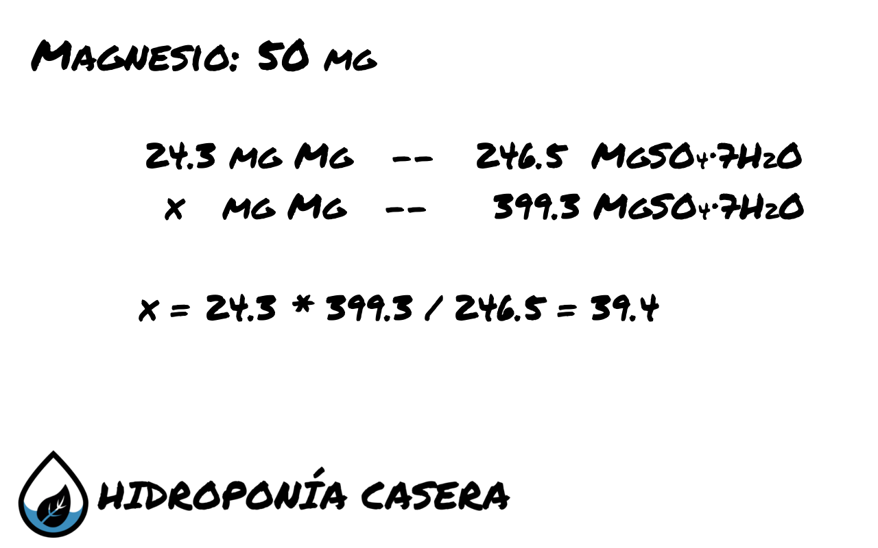 magnesio sulfato de magnesio, calculo hidroponia