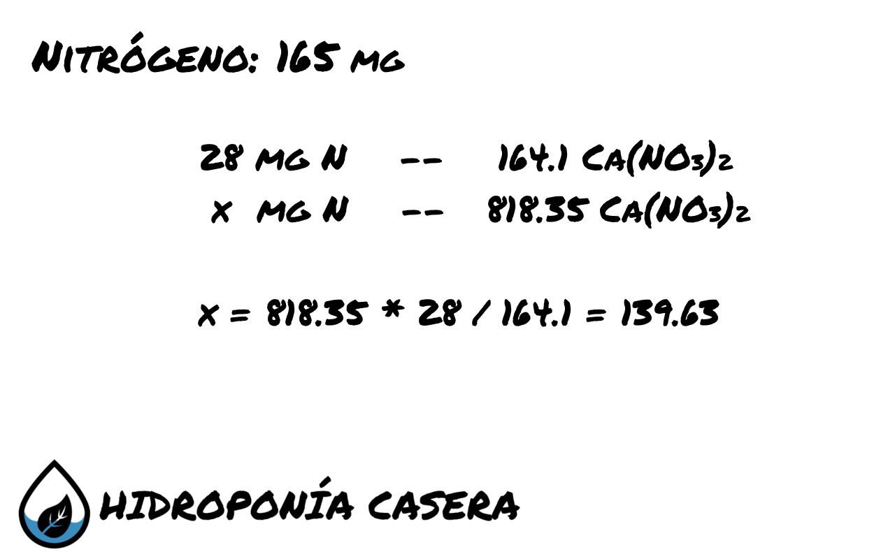 nitrogeno nitrato de calcio, calculo sal hidroponia